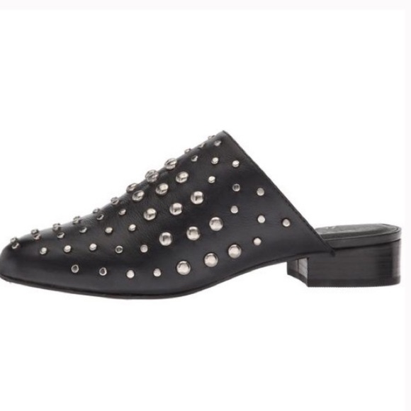 NWT Black Genuine Leather Studded Mule - Picture 7 of 8